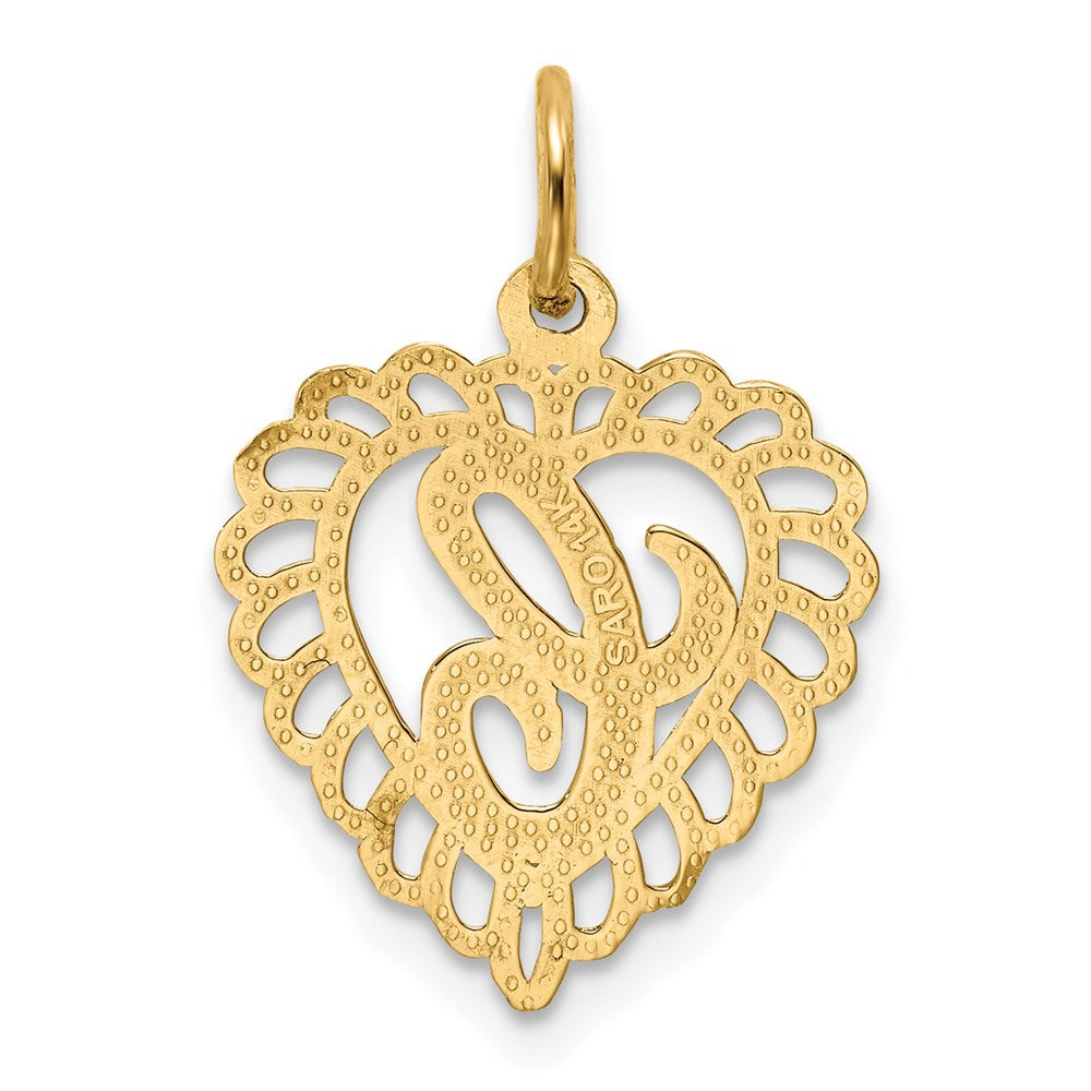 14k Heart Letter C Charm