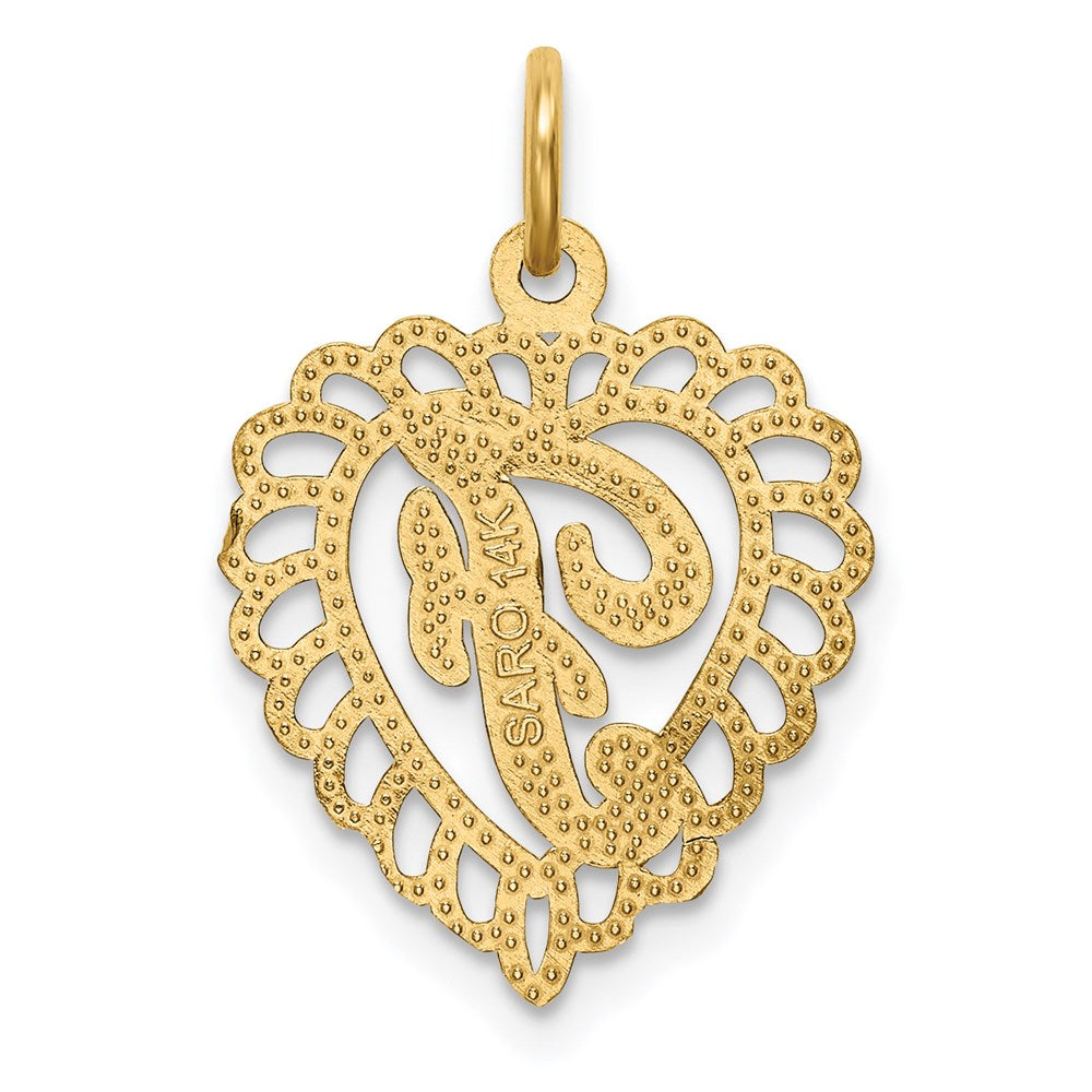 14k Heart Letter F Charm