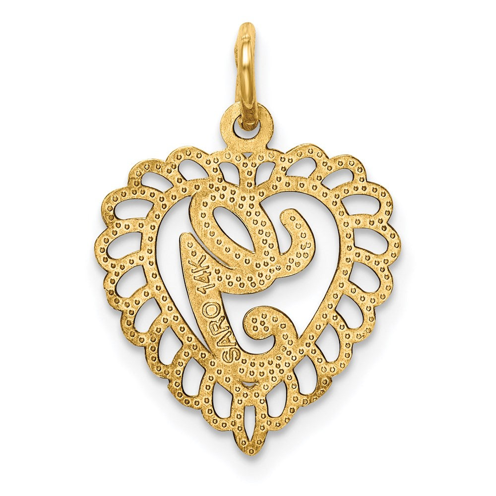 14k Heart Letter G Charm