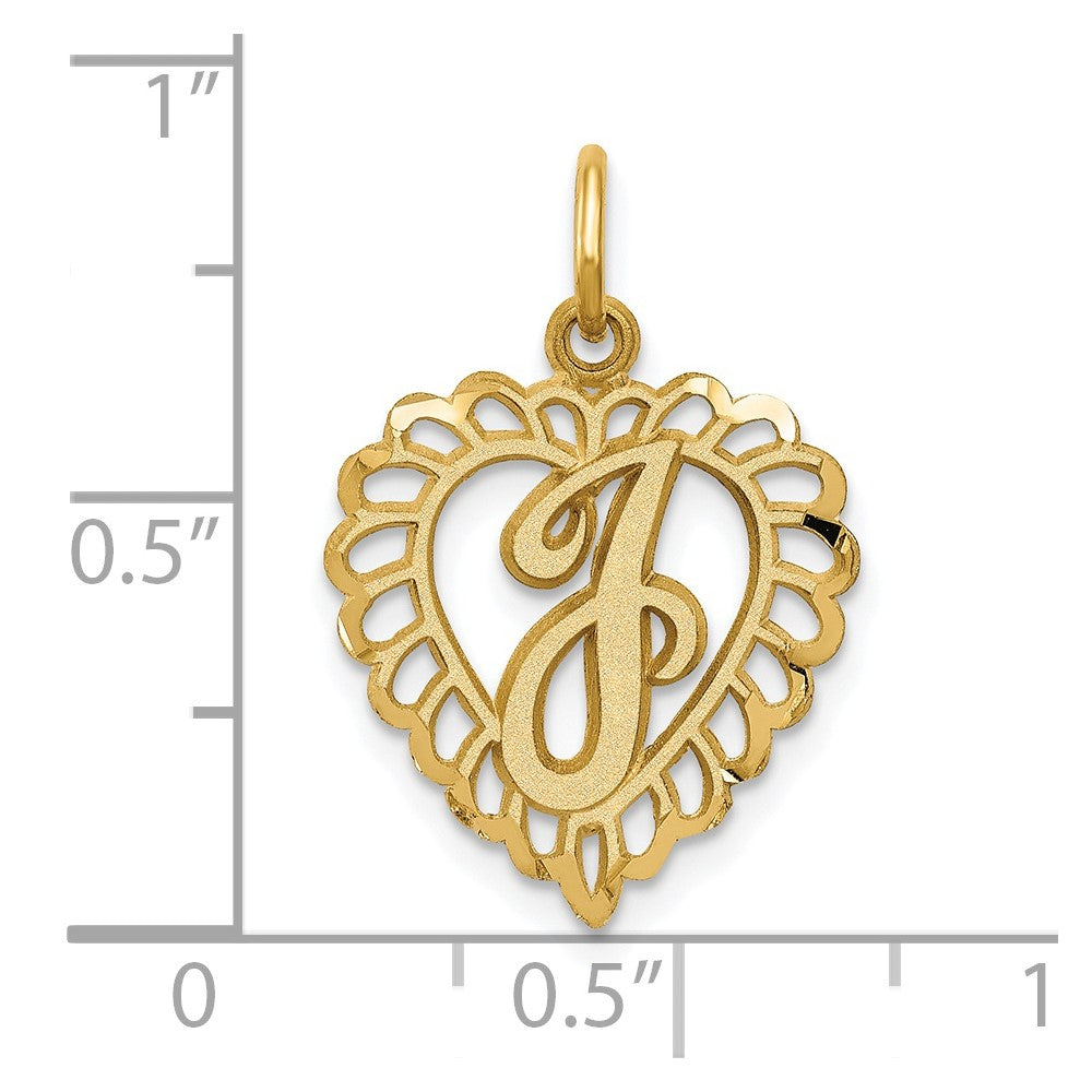 14k Heart Letter J Charm