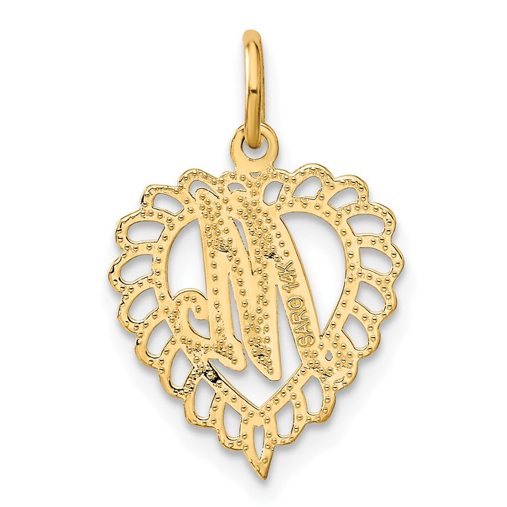 14k Heart Letter M Charm