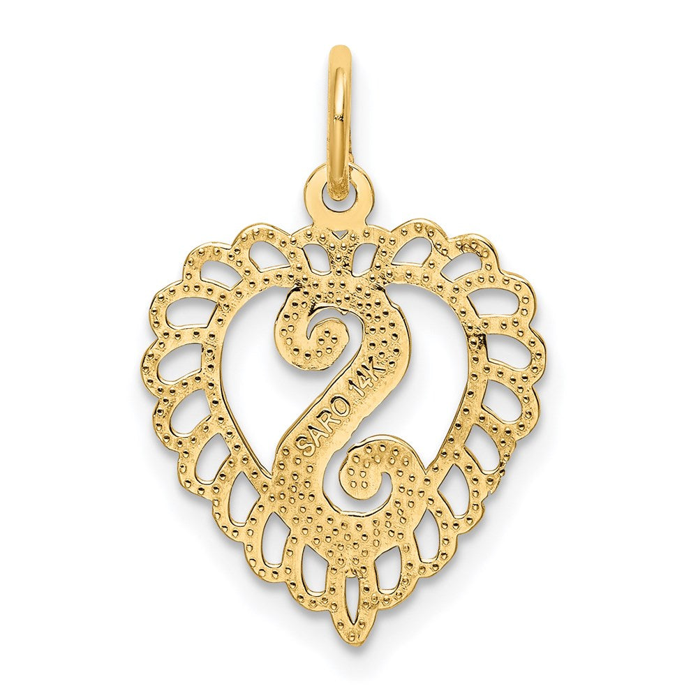 14k Heart Letter S Charm