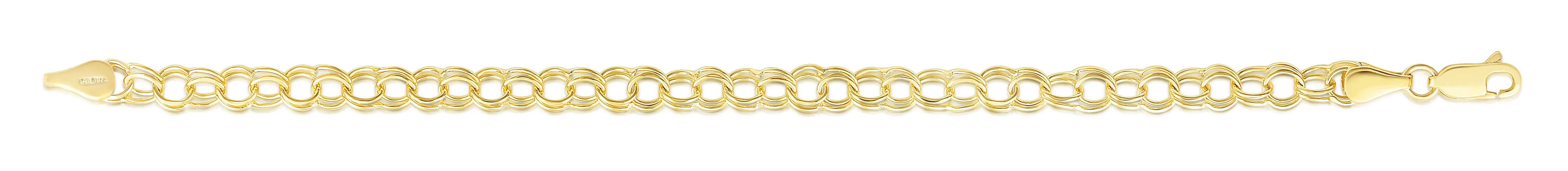 14K Yellow Gold 6" Small Double Link Charm Bracelet 