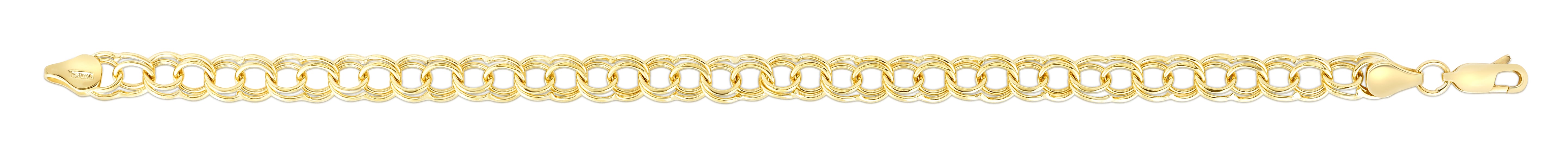 14K Yellow Gold 8" Medium Double Link Charm Bracelet