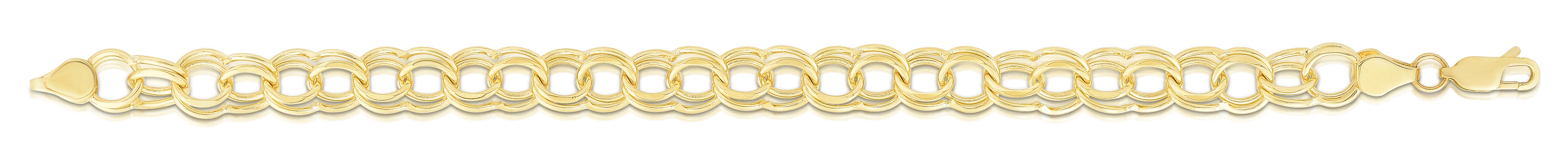 14K Yellow Gold 8mm Large Double Link Charm 8" Bracelet with Lobster Lock