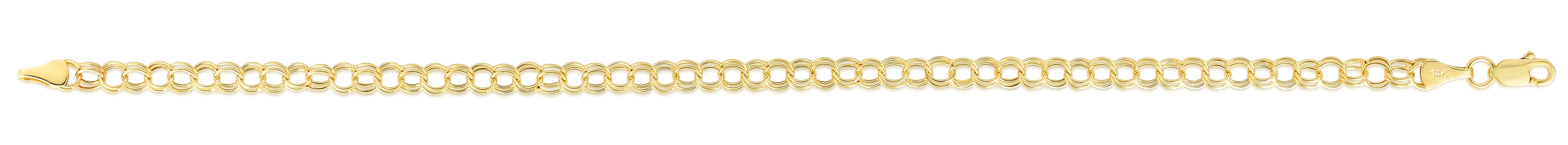 14K Yellow Gold 7.25" Mini Double Link Charm Bracelet