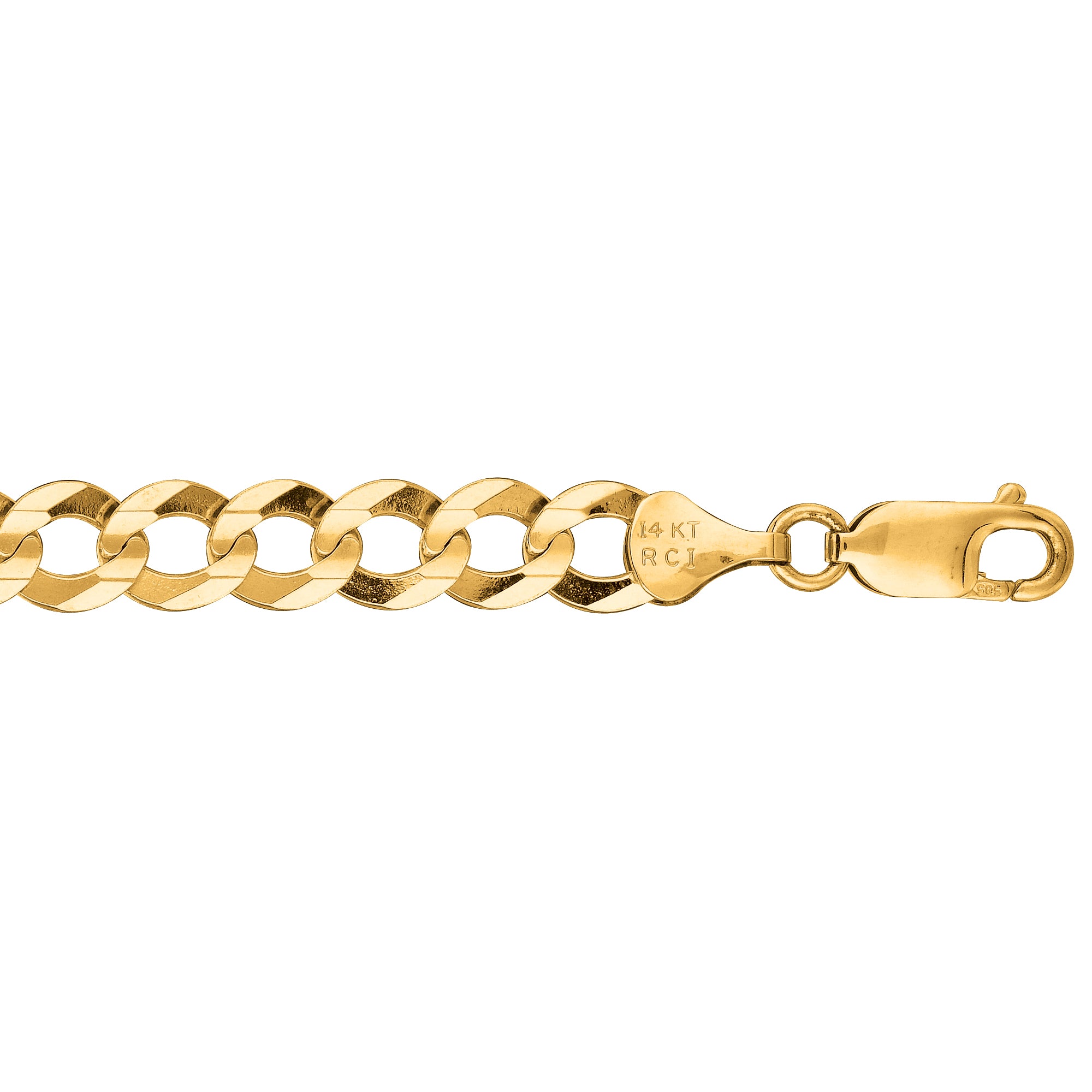 14K Yellow Gold 7mm Comfort Curb 26" Chain with Lobster Lock