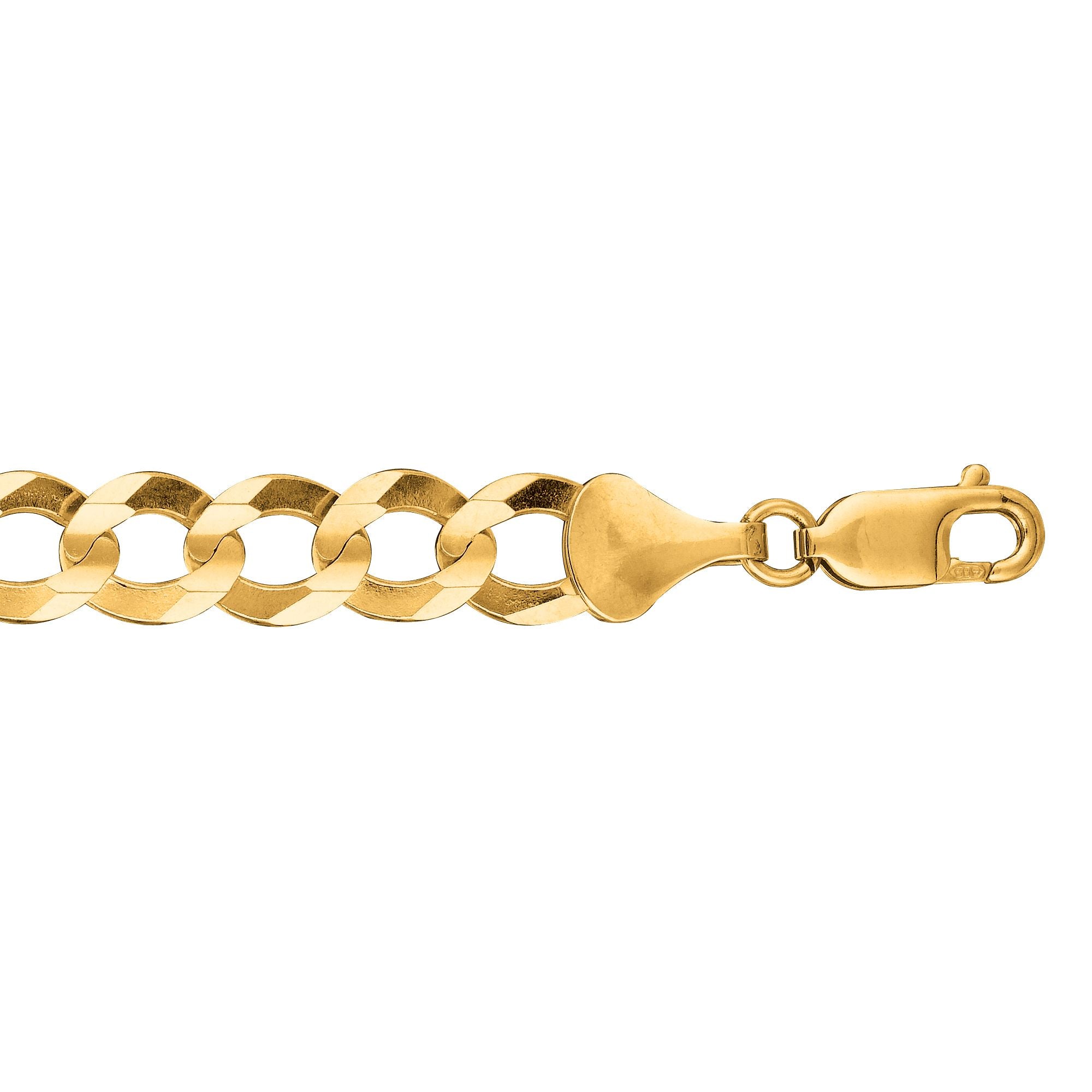 14K Yellow Gold 8.2mm Comfort Curb 8.5" Chain Bracelet with Lobster Lock