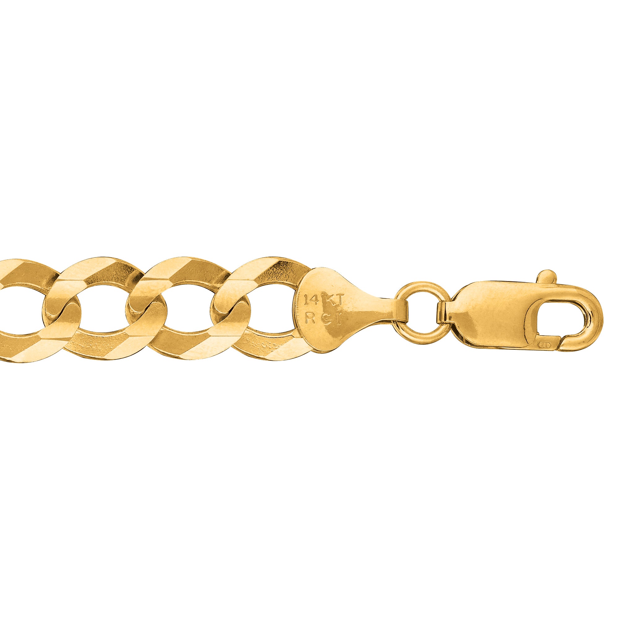 14K Yellow Gold 10mm Comfort Curb 26" Chain with Lobster Lock