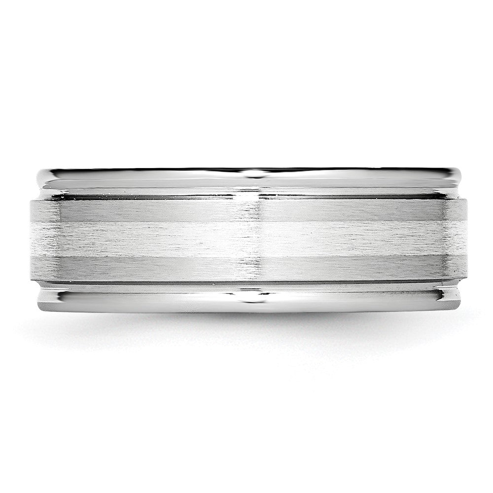 Chisel Cobalt Sterling Silver Inlay Satin and Polished 8mm Band