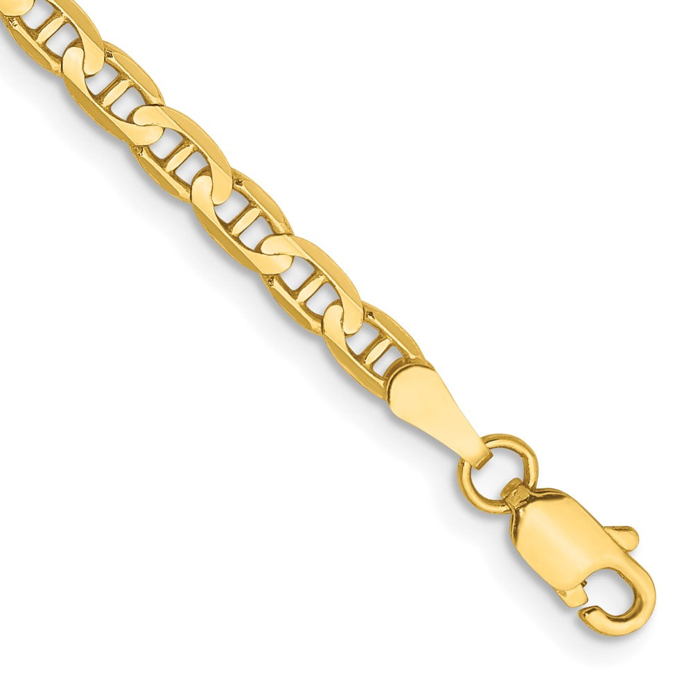 14K 9 inch 3mm Concave Anchor with Lobster Clasp Chain