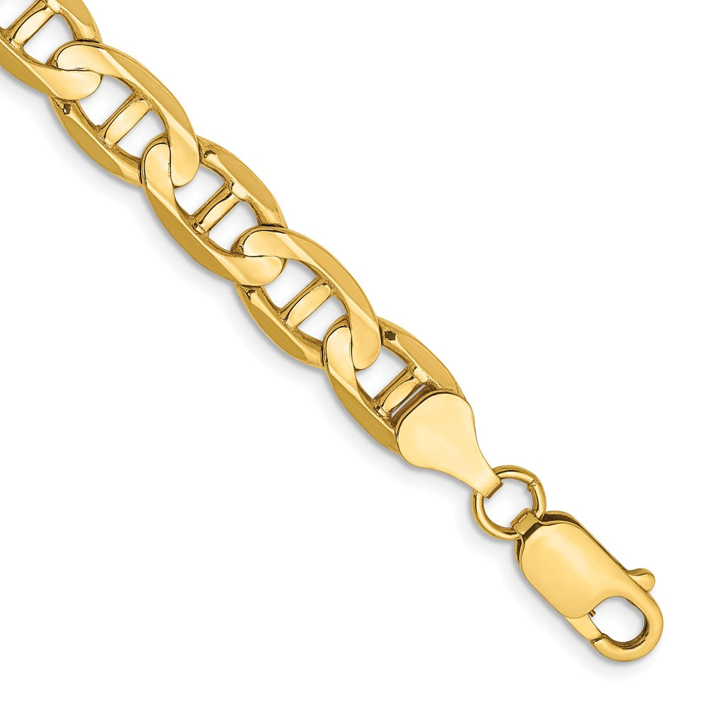 14K 8 inch 7mm Concave Anchor with Lobster Clasp Bracelet