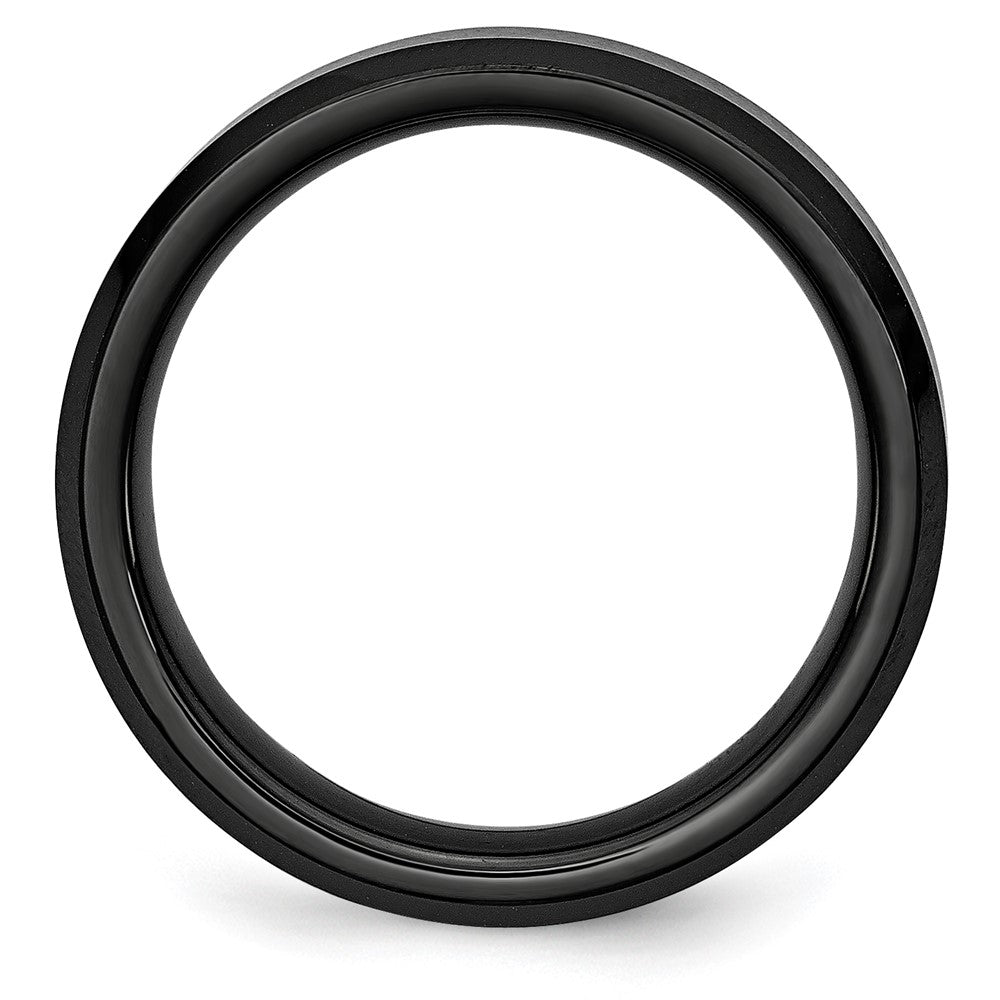 Chisel Black Ceramic Beveled Edge 6mm Brushed and Polished Band