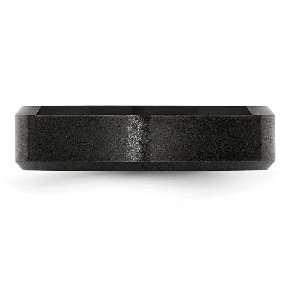 Chisel Black Ceramic Beveled Edge 6mm Brushed and Polished Band