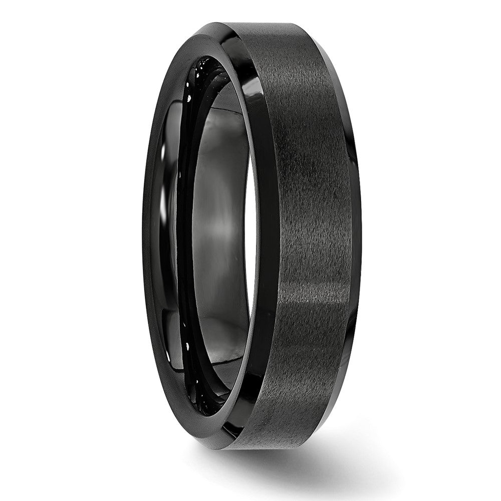 Chisel Black Ceramic Beveled Edge 6mm Brushed and Polished Band