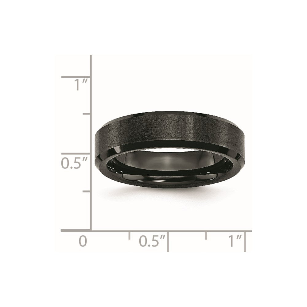 Chisel Black Ceramic Beveled Edge 6mm Brushed and Polished Band