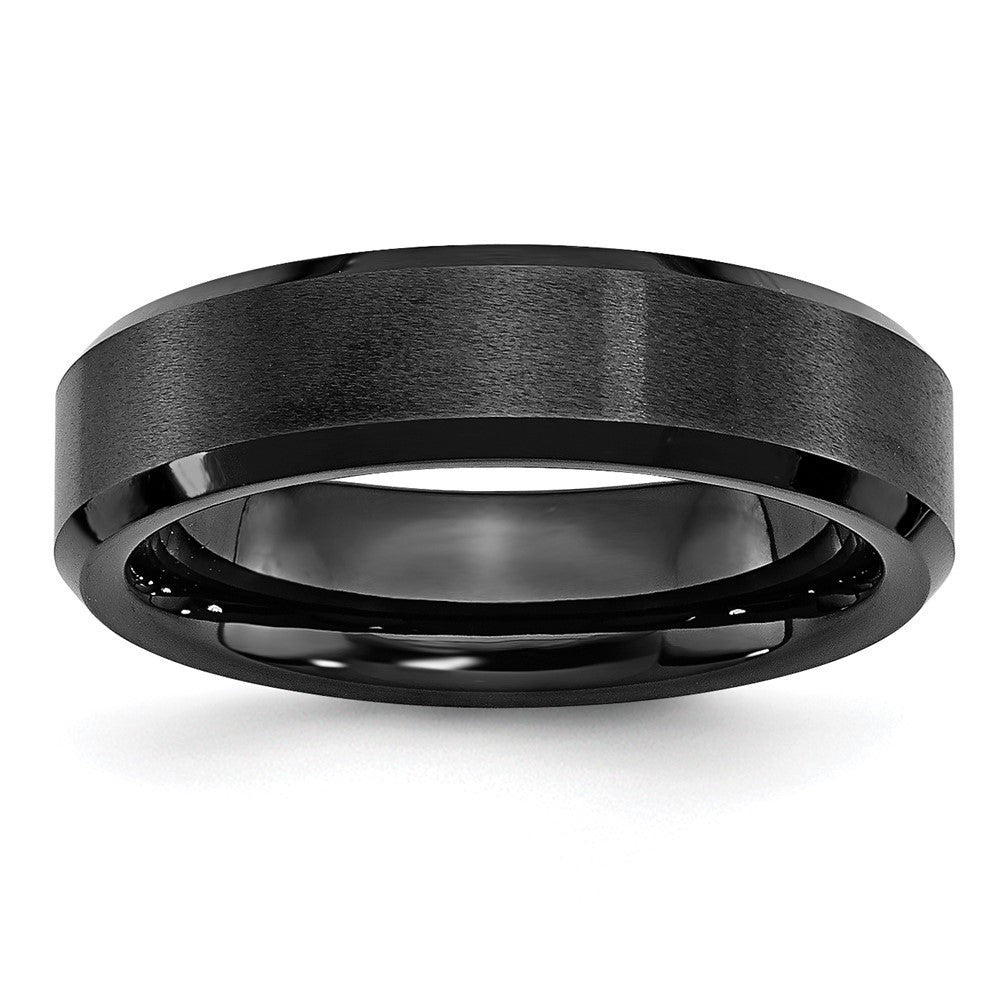 Chisel Black Ceramic Beveled Edge 6mm Brushed and Polished Band