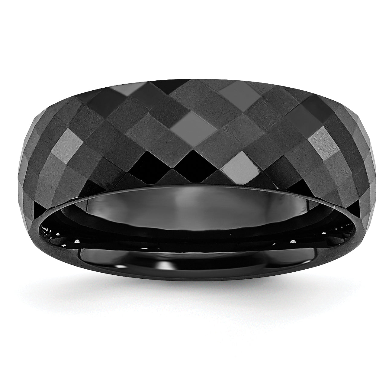 Ceramic Black Faceted 7.5mm Polished Band CER4