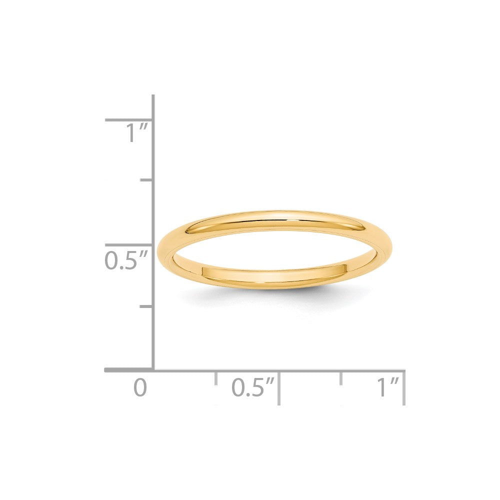 14k Yellow Gold 2mm Standard Weight Comfort Fit Wedding Band Size 11