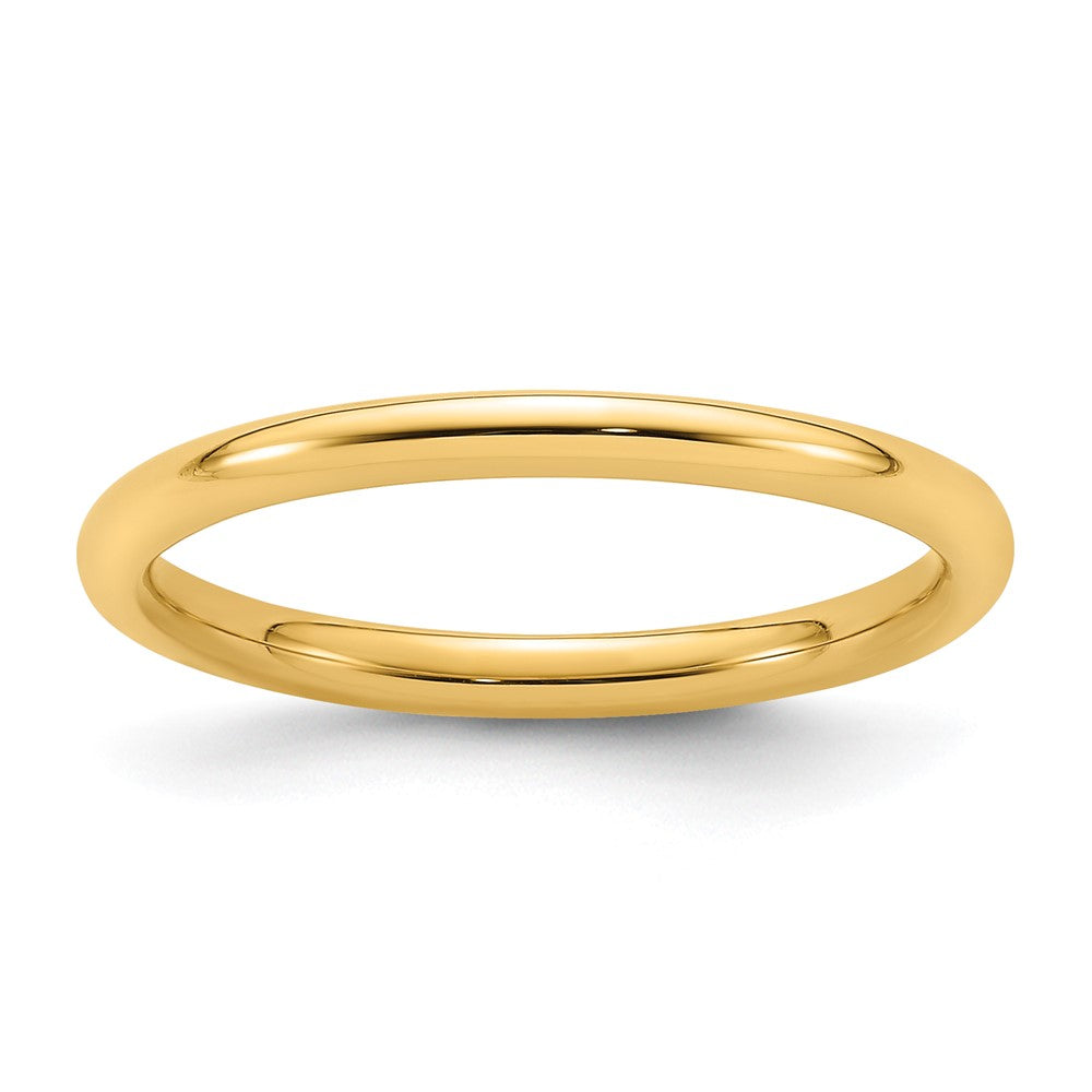 14k Yellow Gold 2mm Standard Weight Comfort Fit Wedding Band Size 5.5