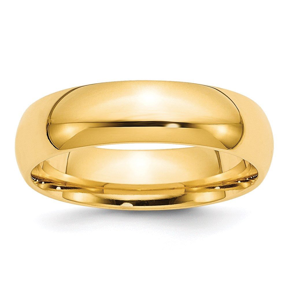 14k Yellow Gold 6mm Standard Weight Comfort Fit Wedding Band Size 10.5