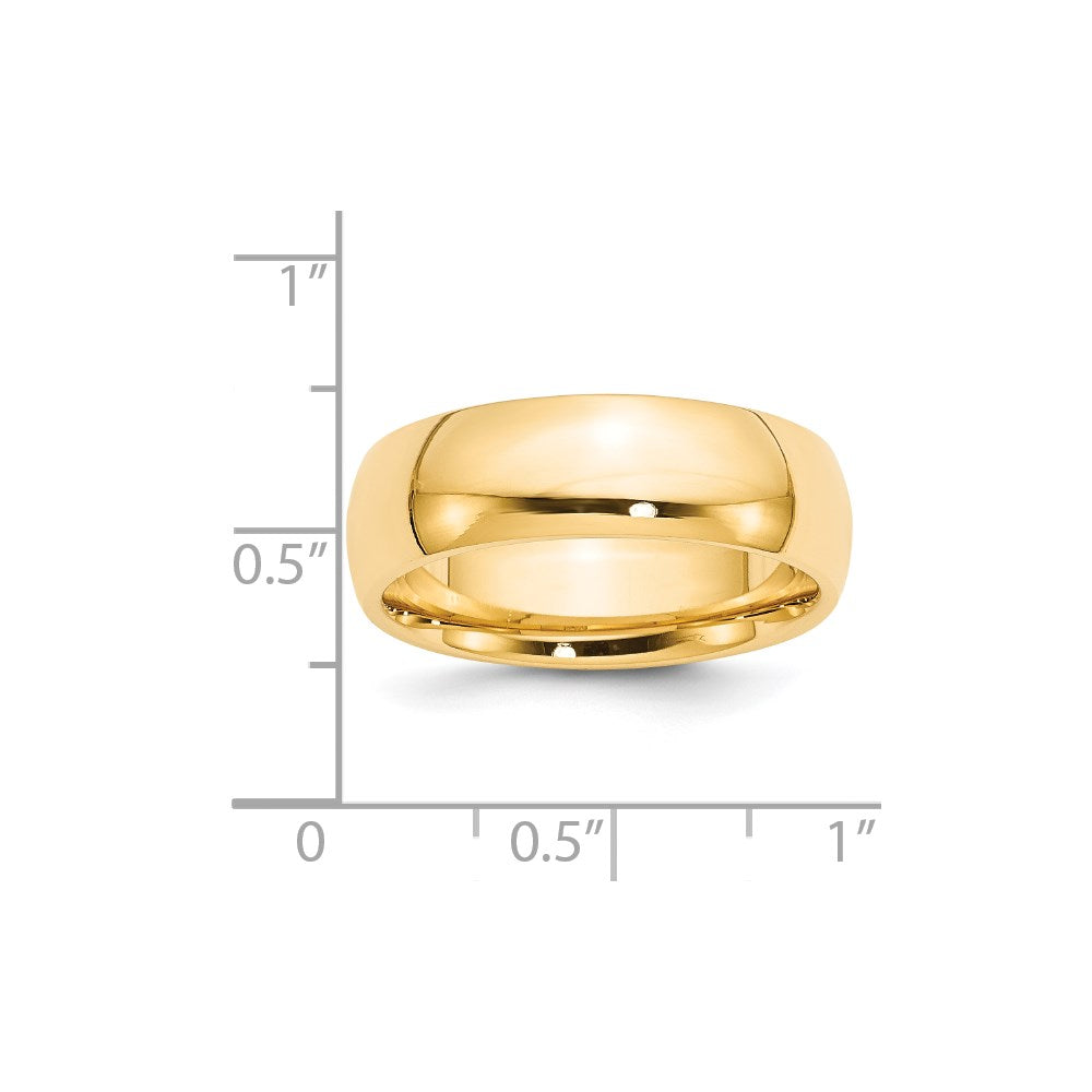 14k Yellow Gold 7mm Standard Weight Comfort Fit Wedding Band Size 10.5