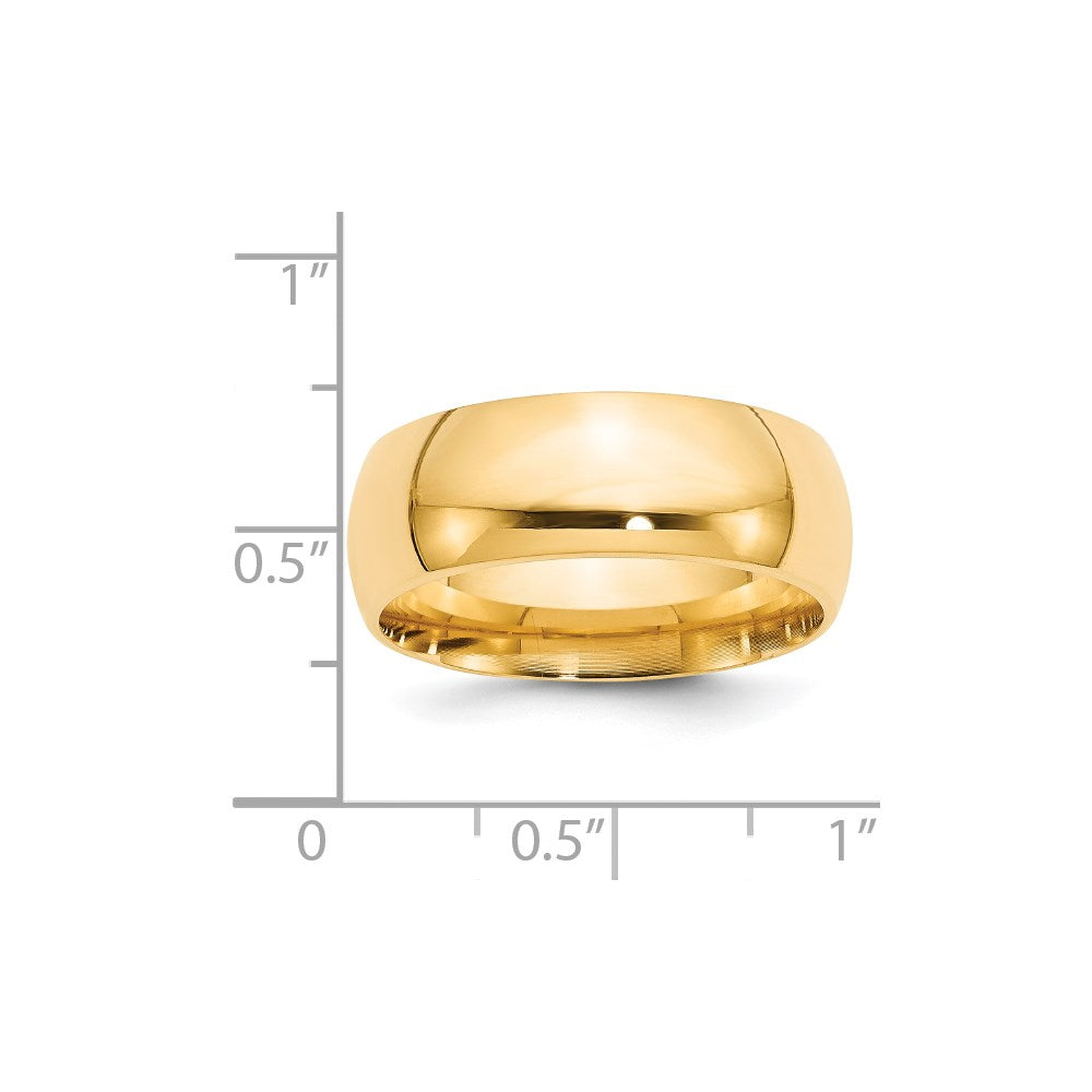 14k Yellow Gold 8mm Standard Weight Comfort Fit Wedding Band Size 7