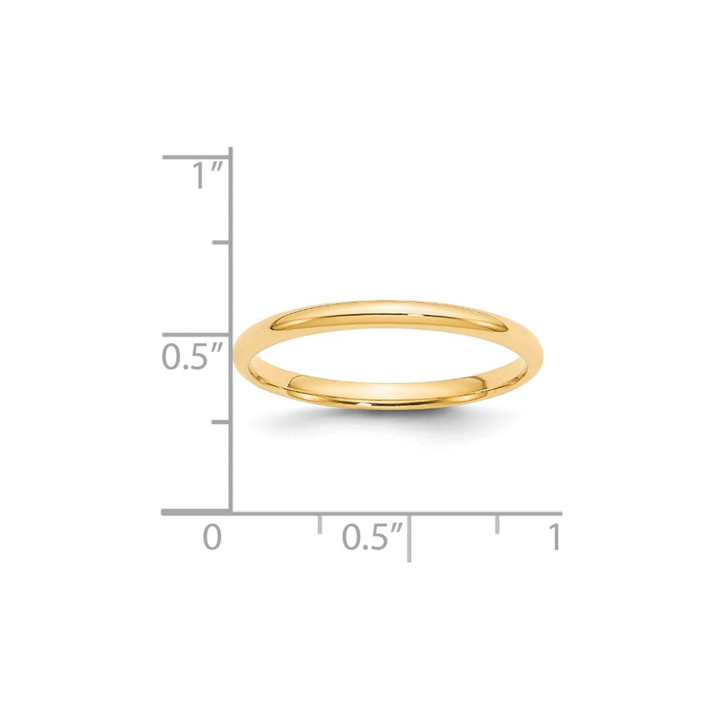 14k Yellow Gold 2mm Lightweight Comfort Fit Wedding Band Size 12