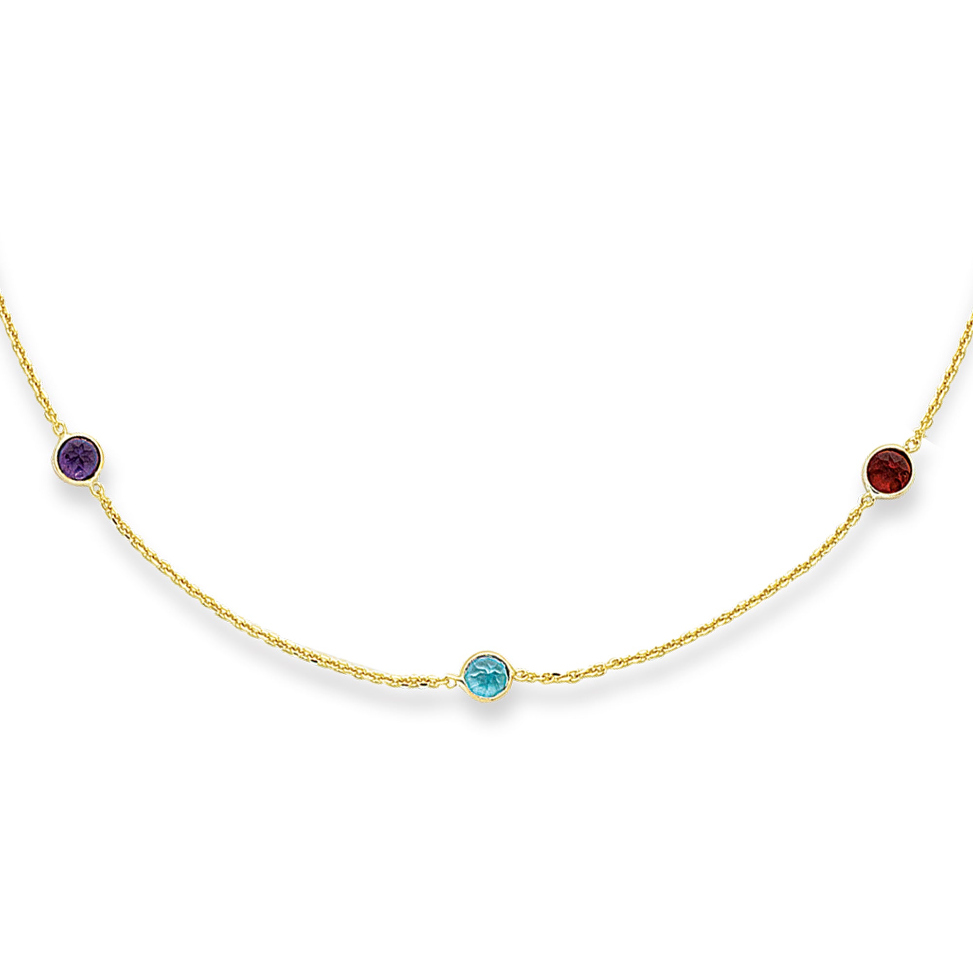 14K Yellow Gold 7" Semi-Precious (Garnet, Peridot, Amethyst, Citrine, Blue Topaz) Bracelet