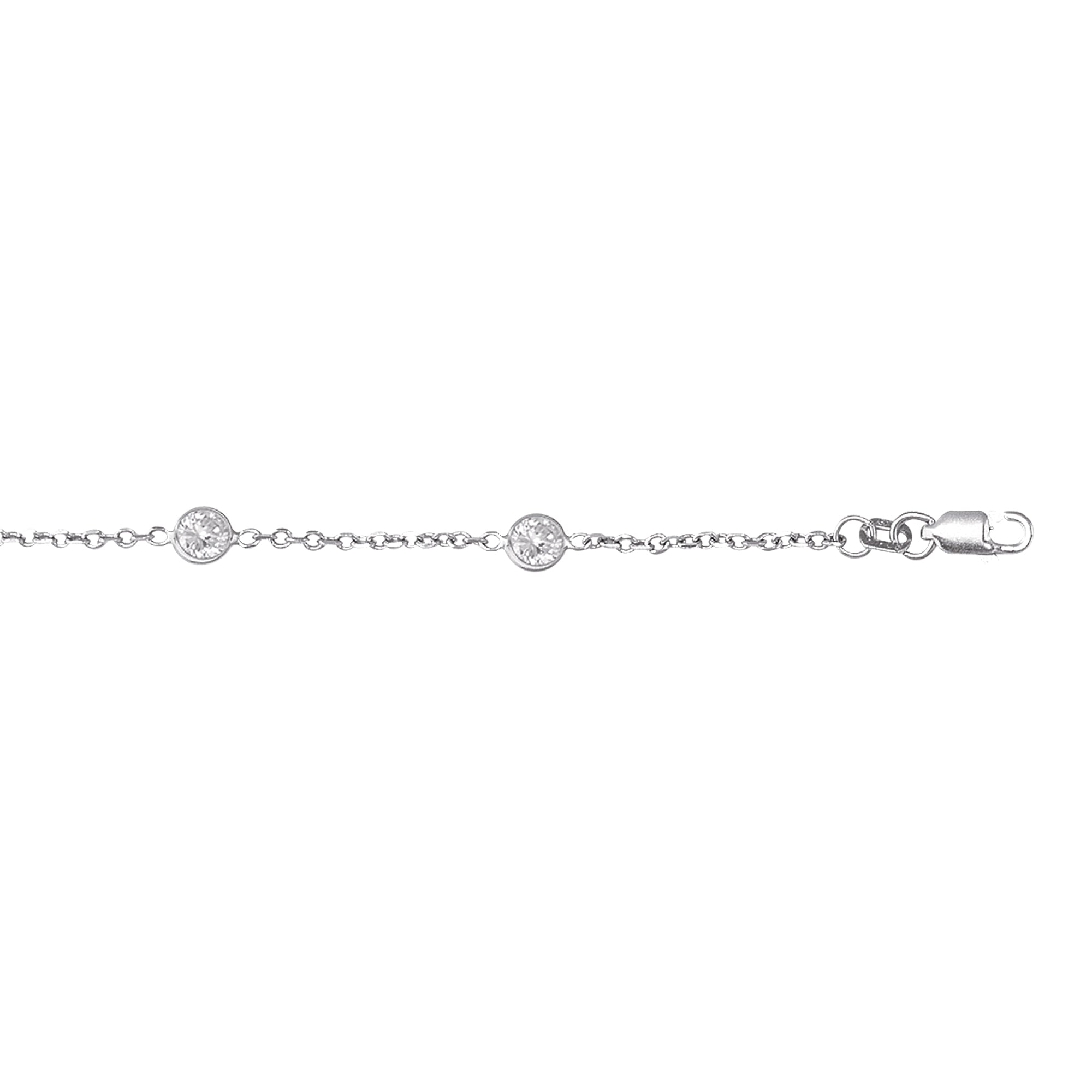 14K White Gold 7" CZ by the Yard Bracelet