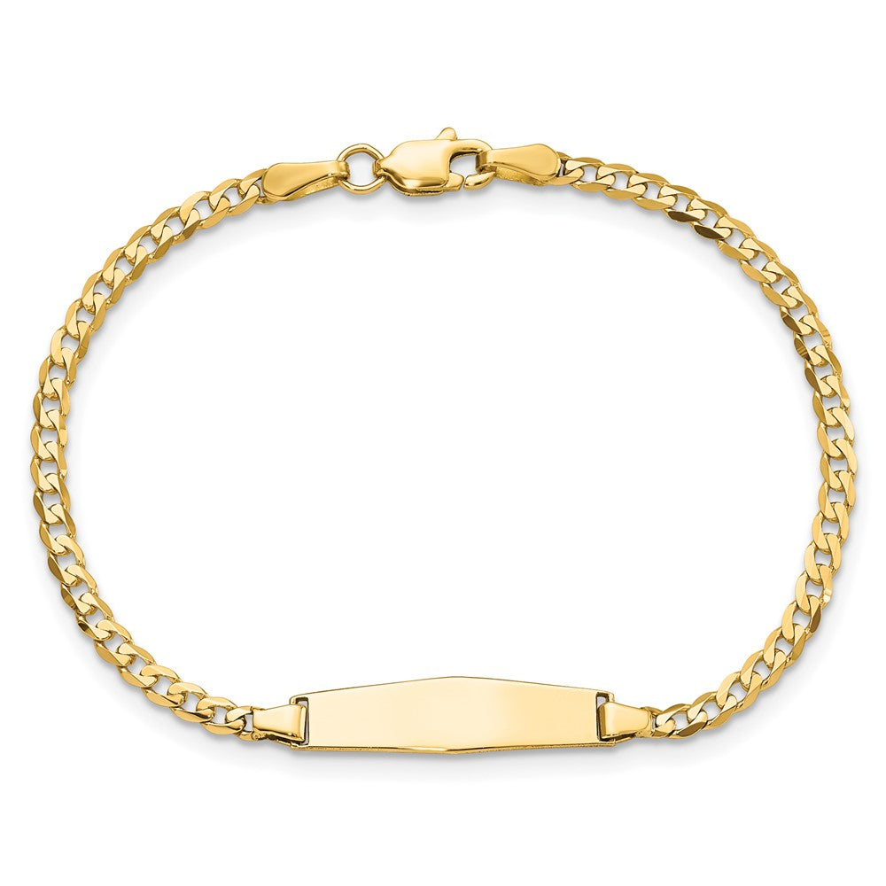 14k Soft Diamond Shape Curb Link ID Bracelet