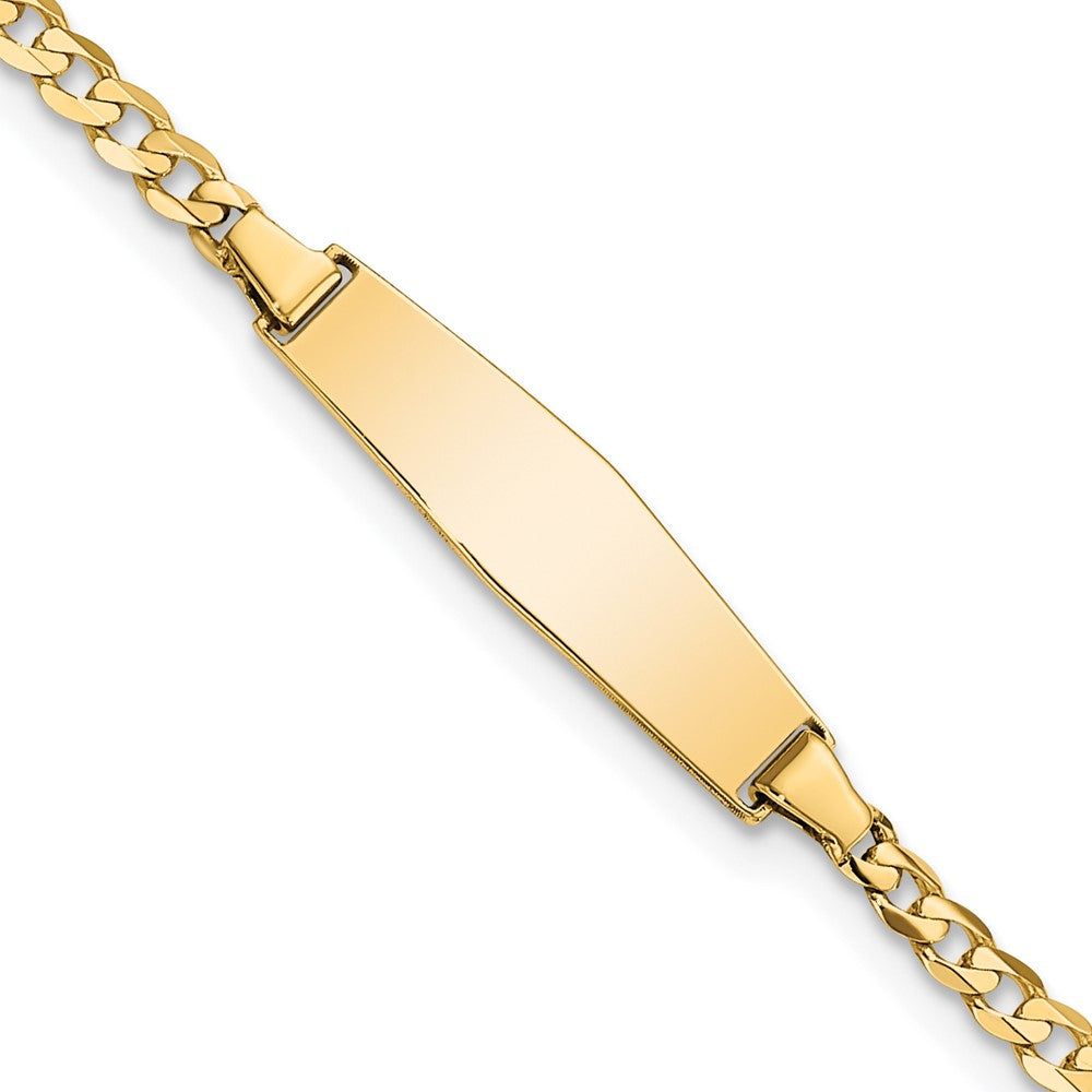 14k Soft Diamond Shape Curb Link ID Bracelet