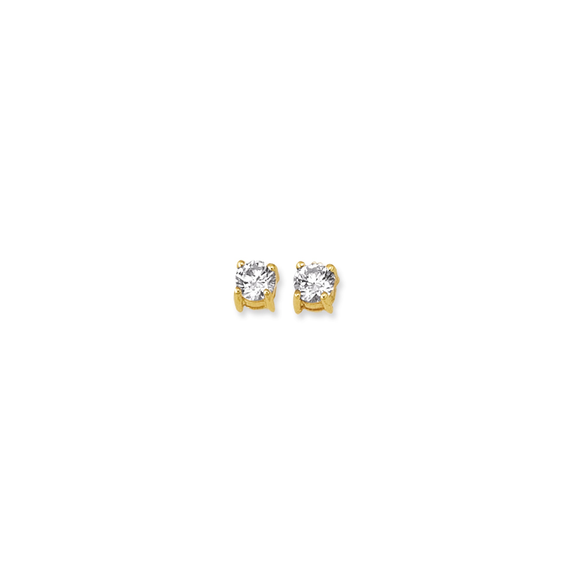 14K Yellow Gold 5mm Round CZ Stud Earring