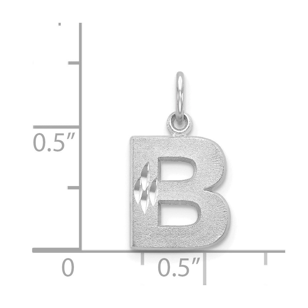 14KW Satin Diamond-cut Letter B Initial Charm