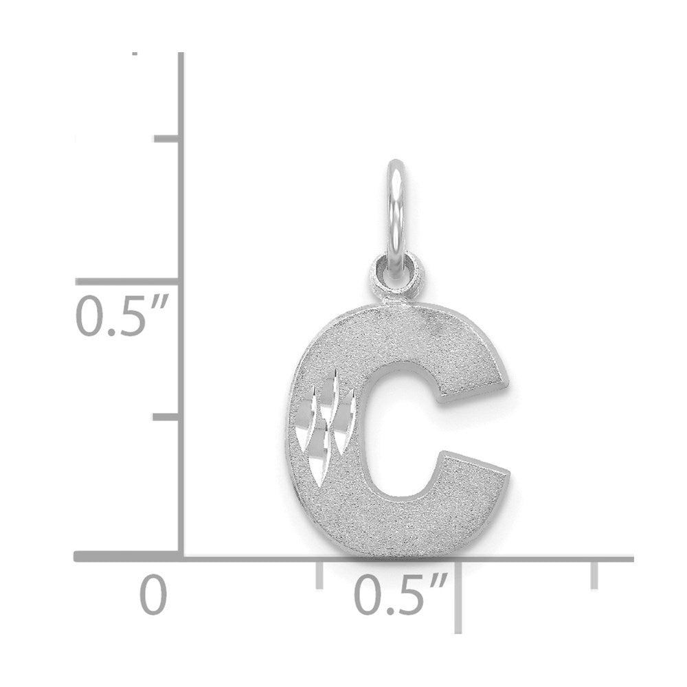 14KW Satin Diamond-cut Letter C Initial Charm