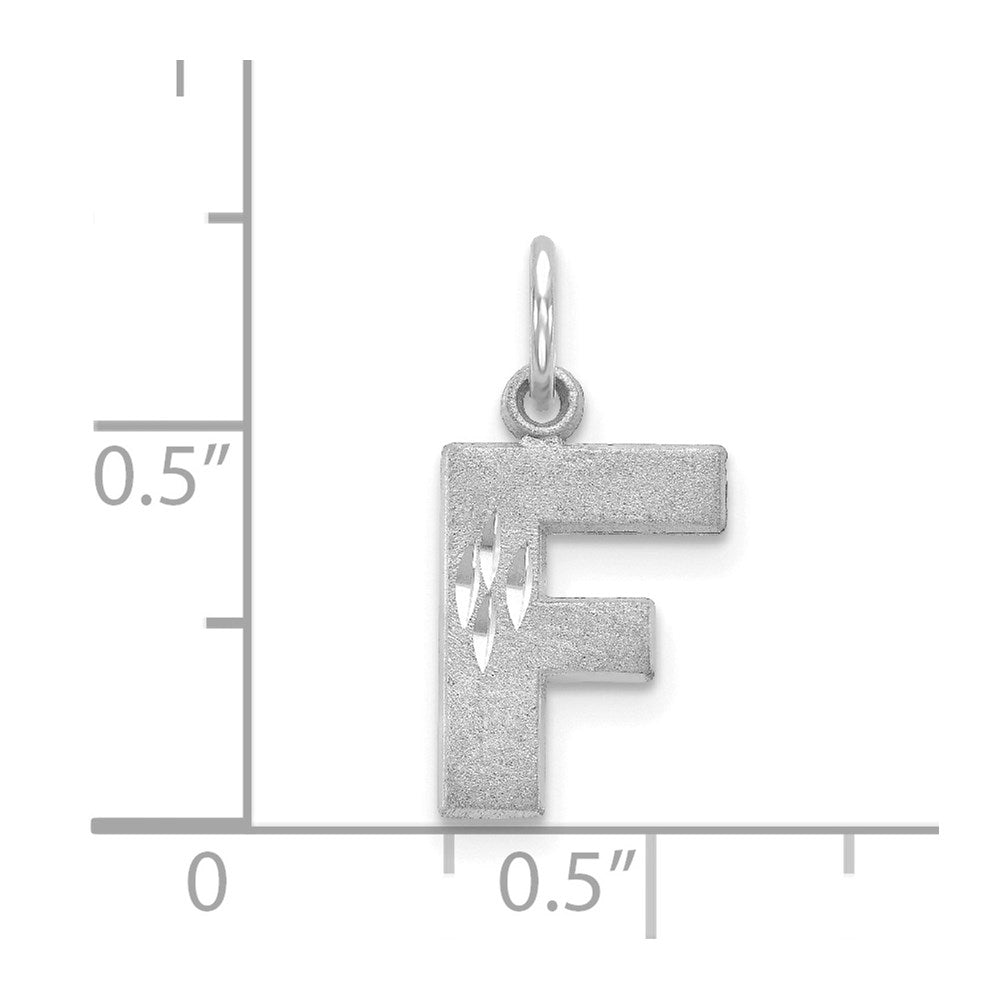 14KW Satin Diamond-cut Letter F Initial Charm