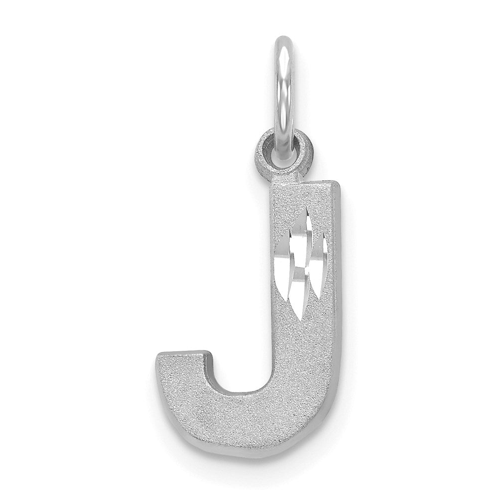 14KW Satin Diamond-cut Letter J Initial Charm