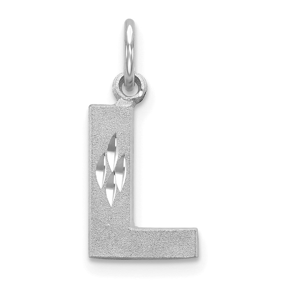 14KW Satin Diamond-cut Letter L Initial Charm