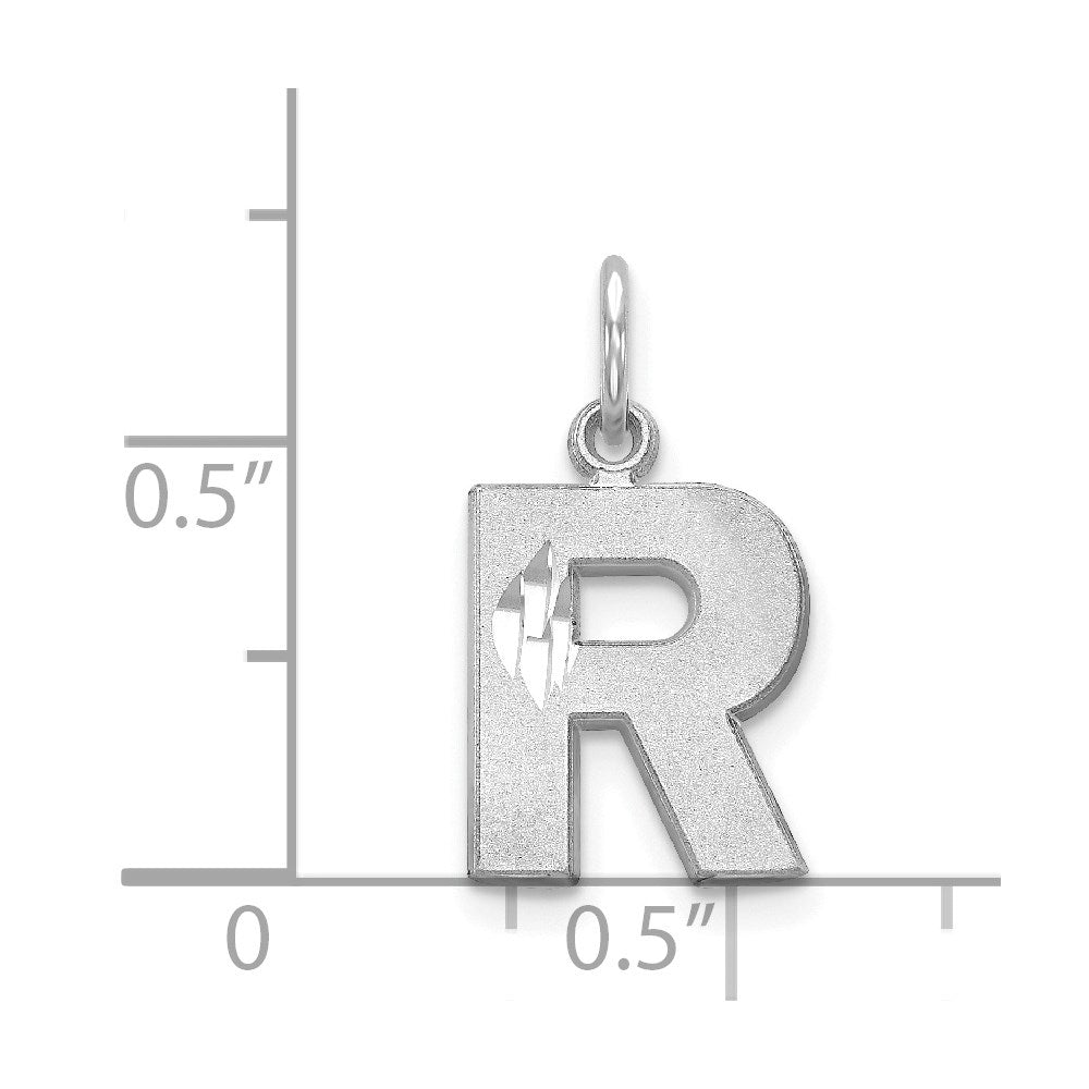 14KW Satin Diamond-cut Letter R Initial Charm