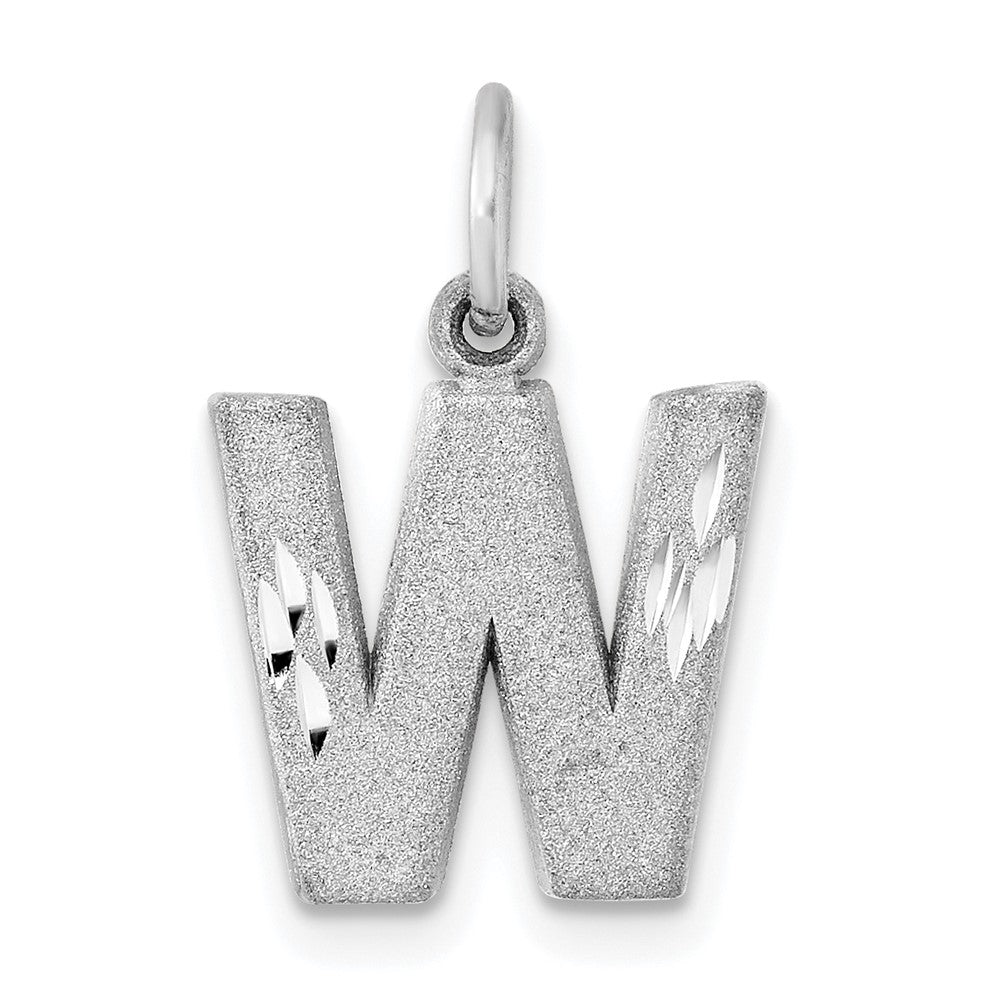 14KW Satin Diamond-cut Letter W Initial Charm