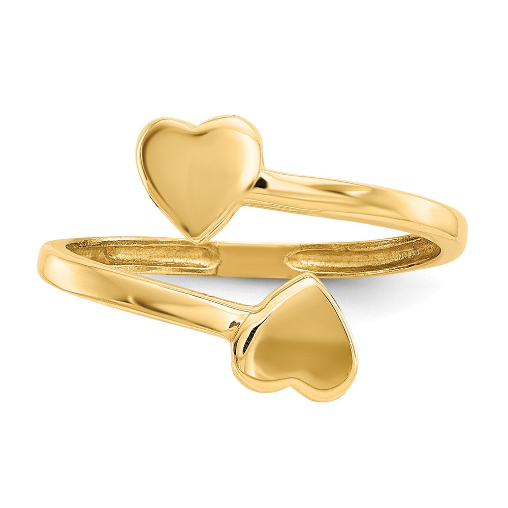 14k Double Heart Toe Ring