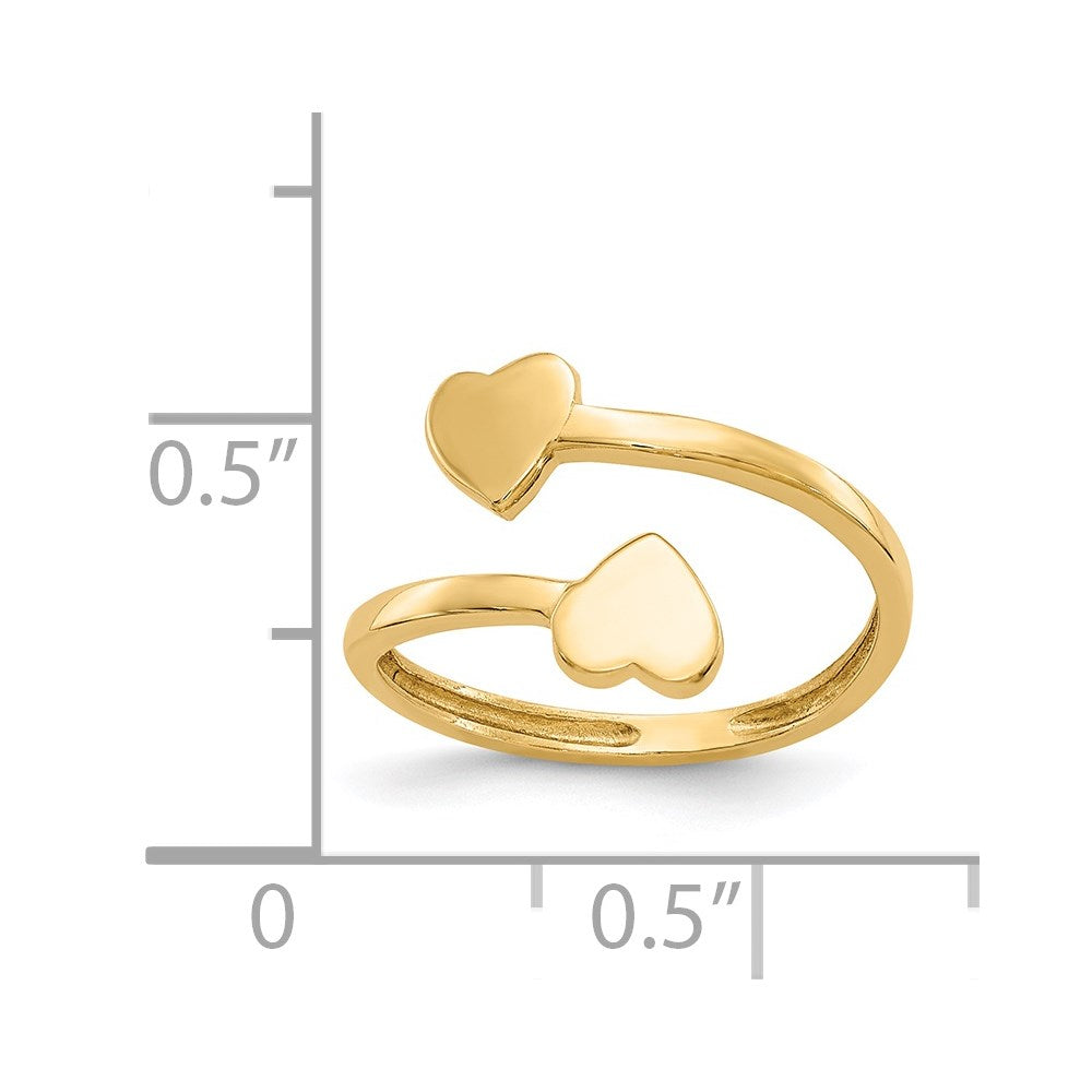 14k Double Heart Toe Ring