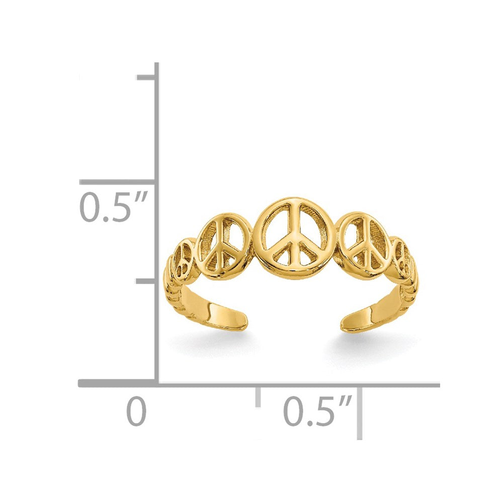 14k Peace Sign Toe Ring