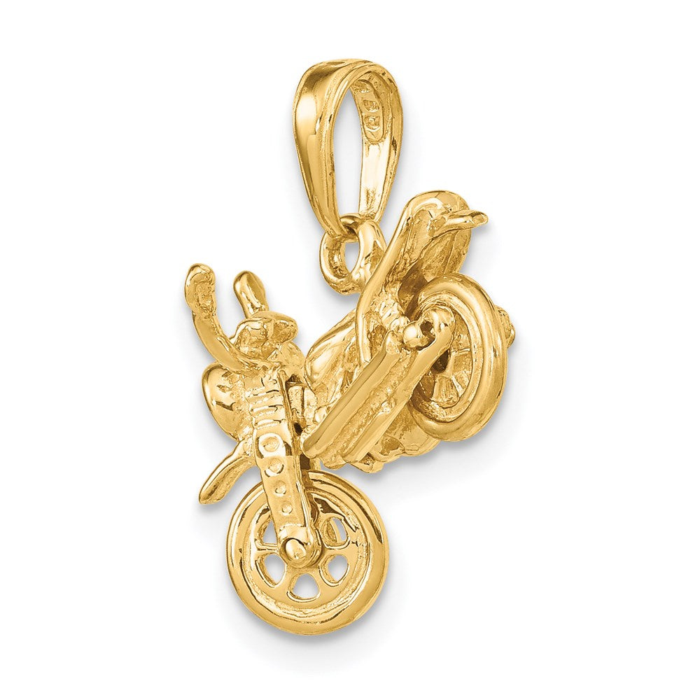 14k 3-D Moveable Motorcycle Pendant