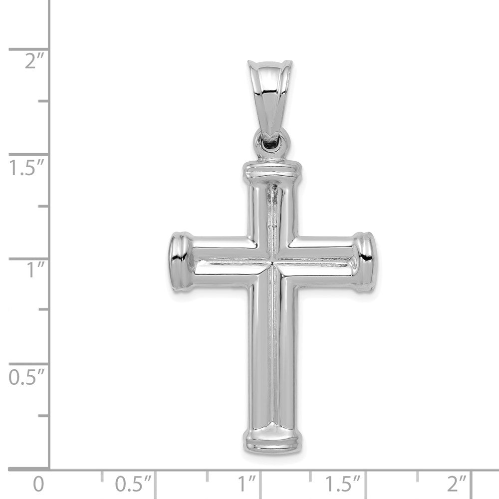 14k White Gold Hollow Cross Pendant