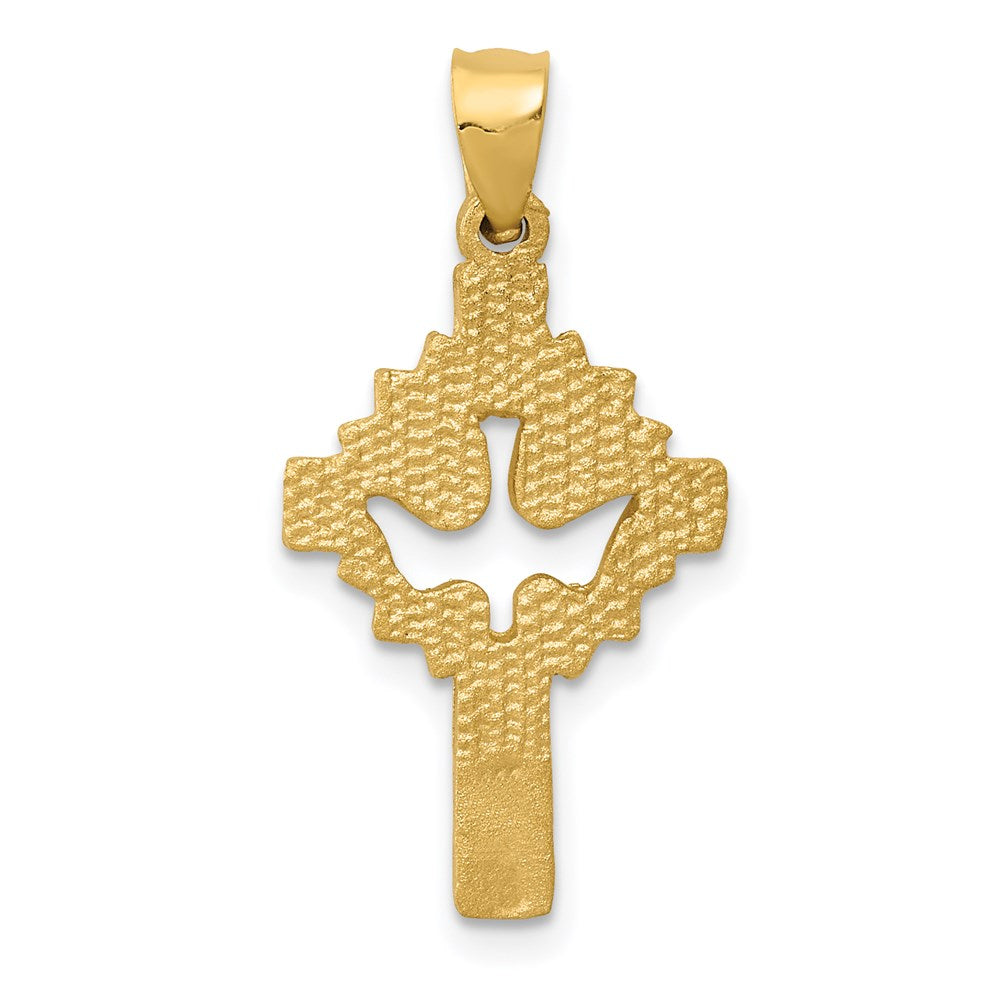 14k Dove Cross Charm