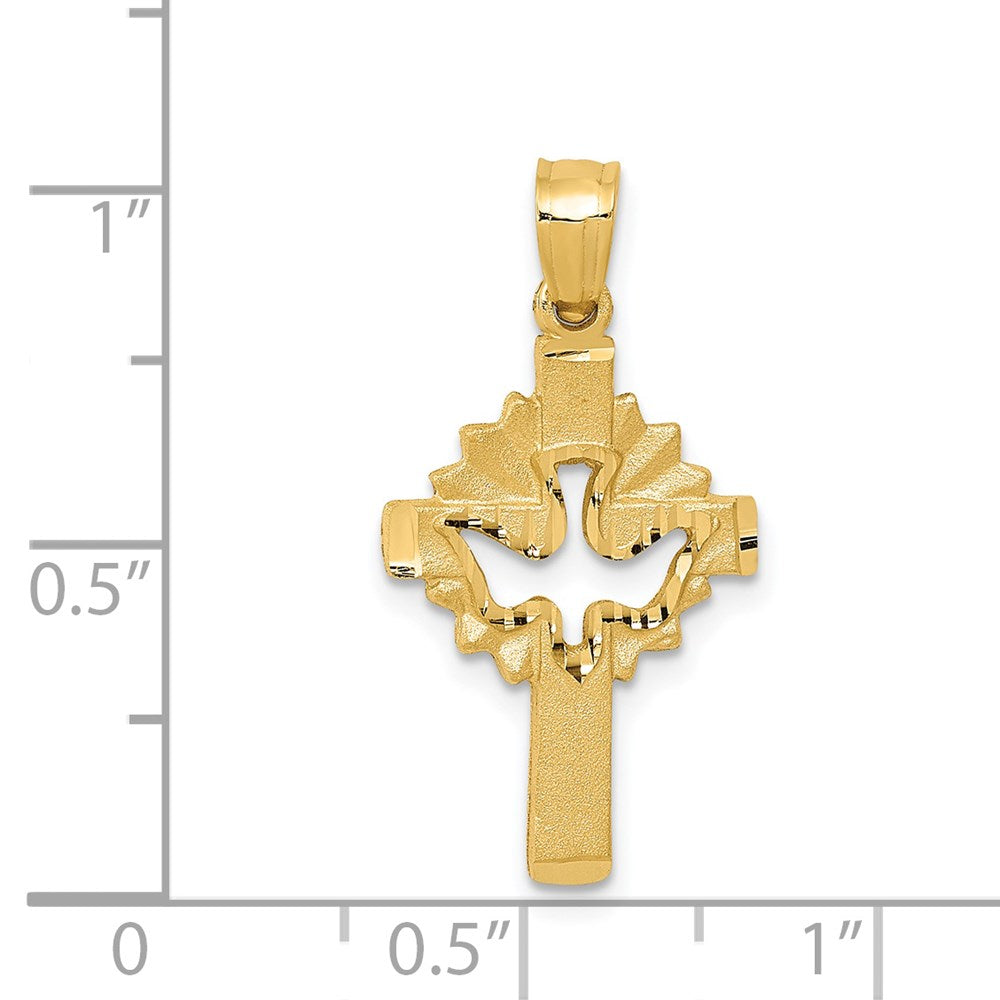 14k Dove Cross Charm