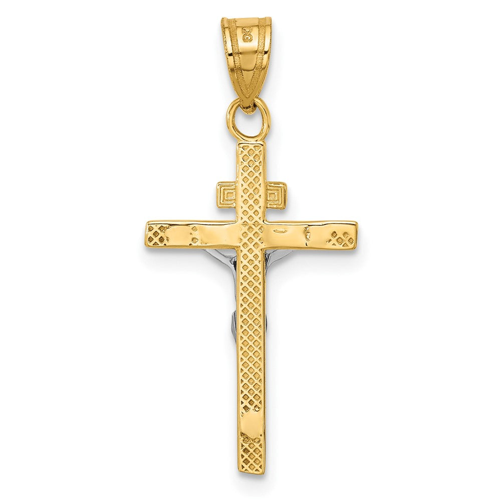 14K Two-tone INRI Crucifix Pendant