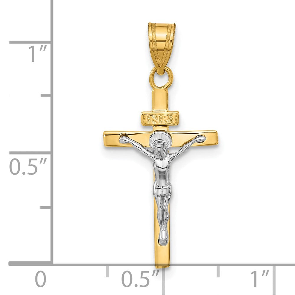 14K Two-tone INRI Crucifix Pendant