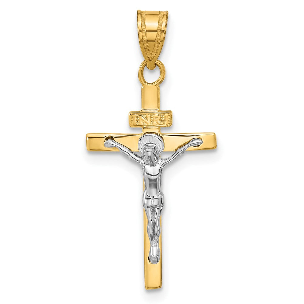 14K Two-tone INRI Crucifix Pendant